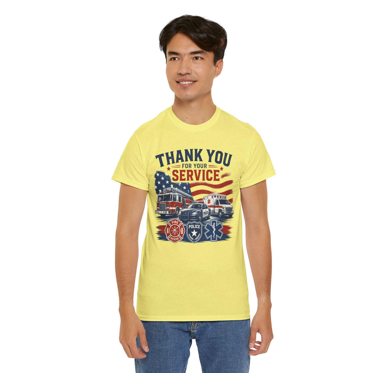 Thank You For Your Service Tee | Firefighter Police EMS American Flag