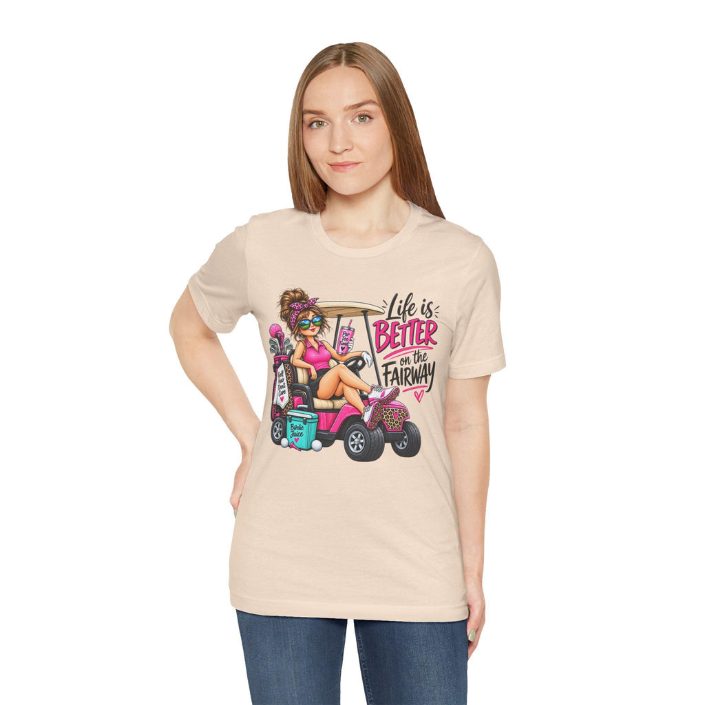 Humorous Woman Golf Cart Graphic Tee | Golf T-Shirt,