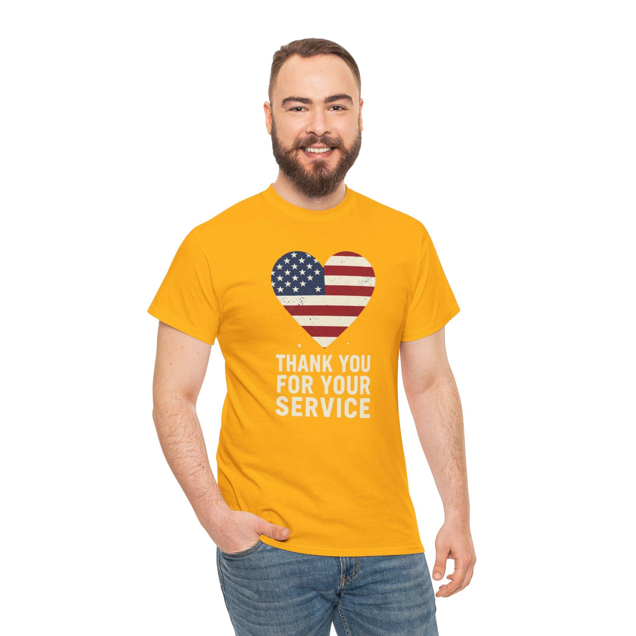 American Flag Heart Thank You For Your Service Tee | Patriotic, Veterans Day