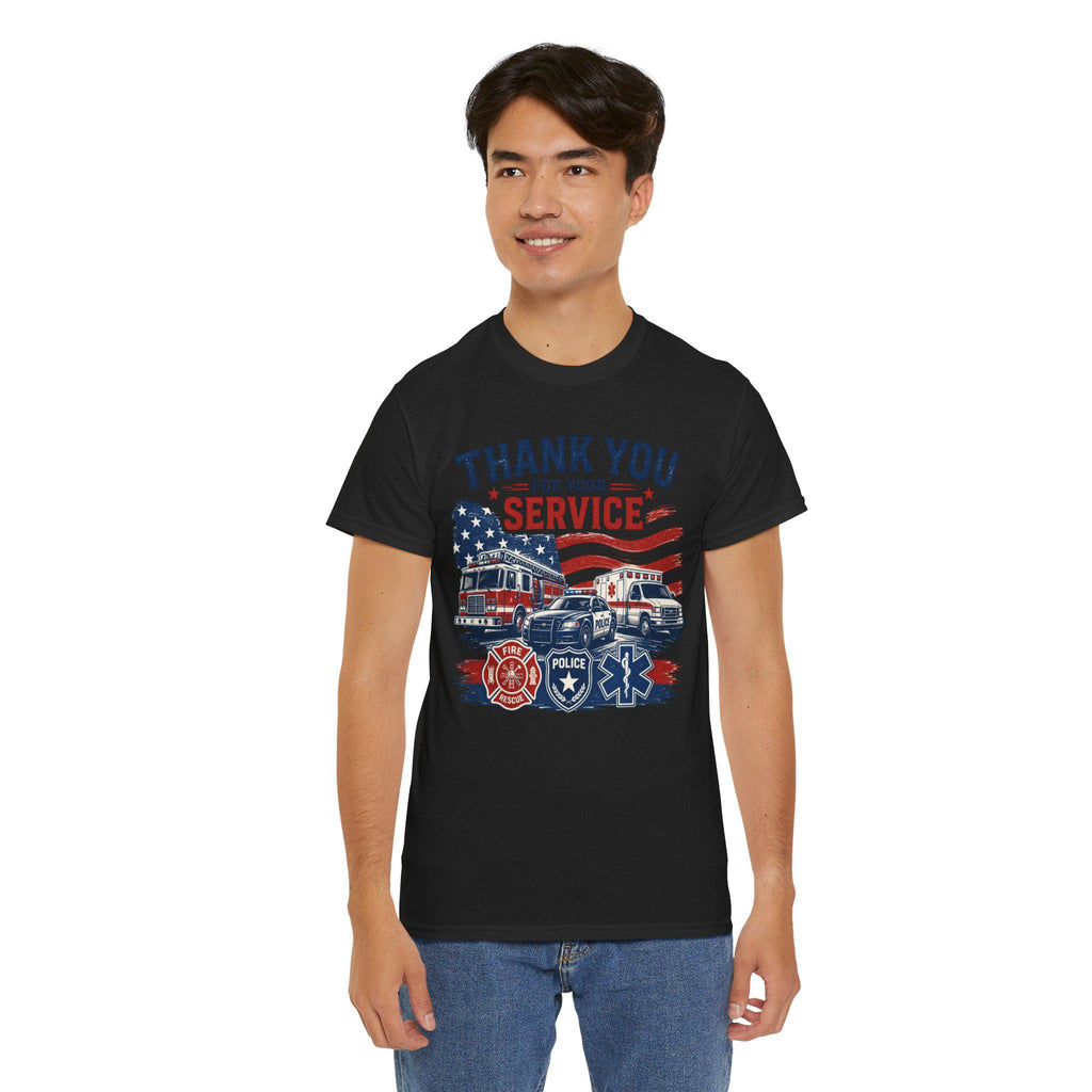 Thank You For Your Service Tee | Firefighter Police EMS American Flag