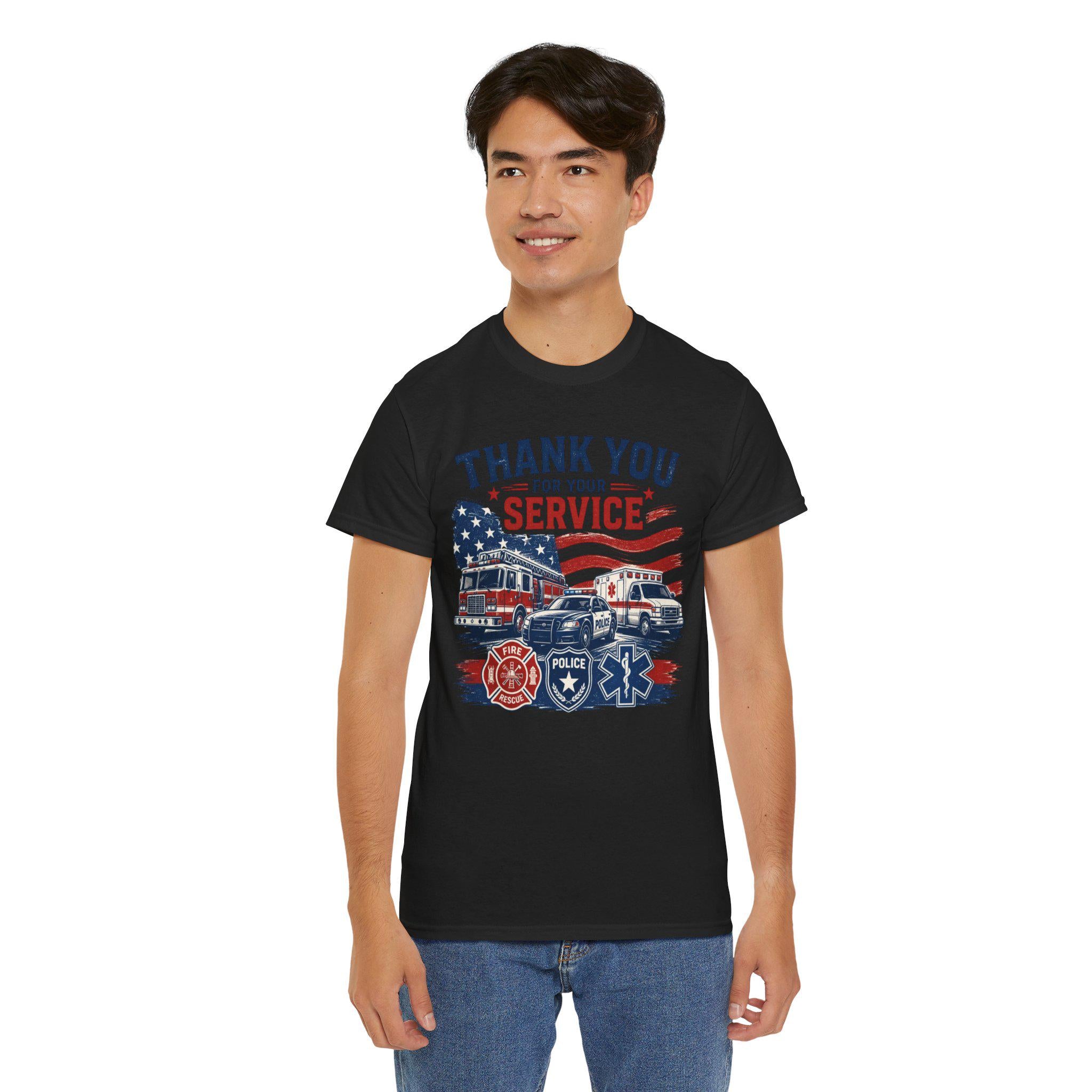 Thank You For Your Service Tee | Firefighter Police EMS American Flag