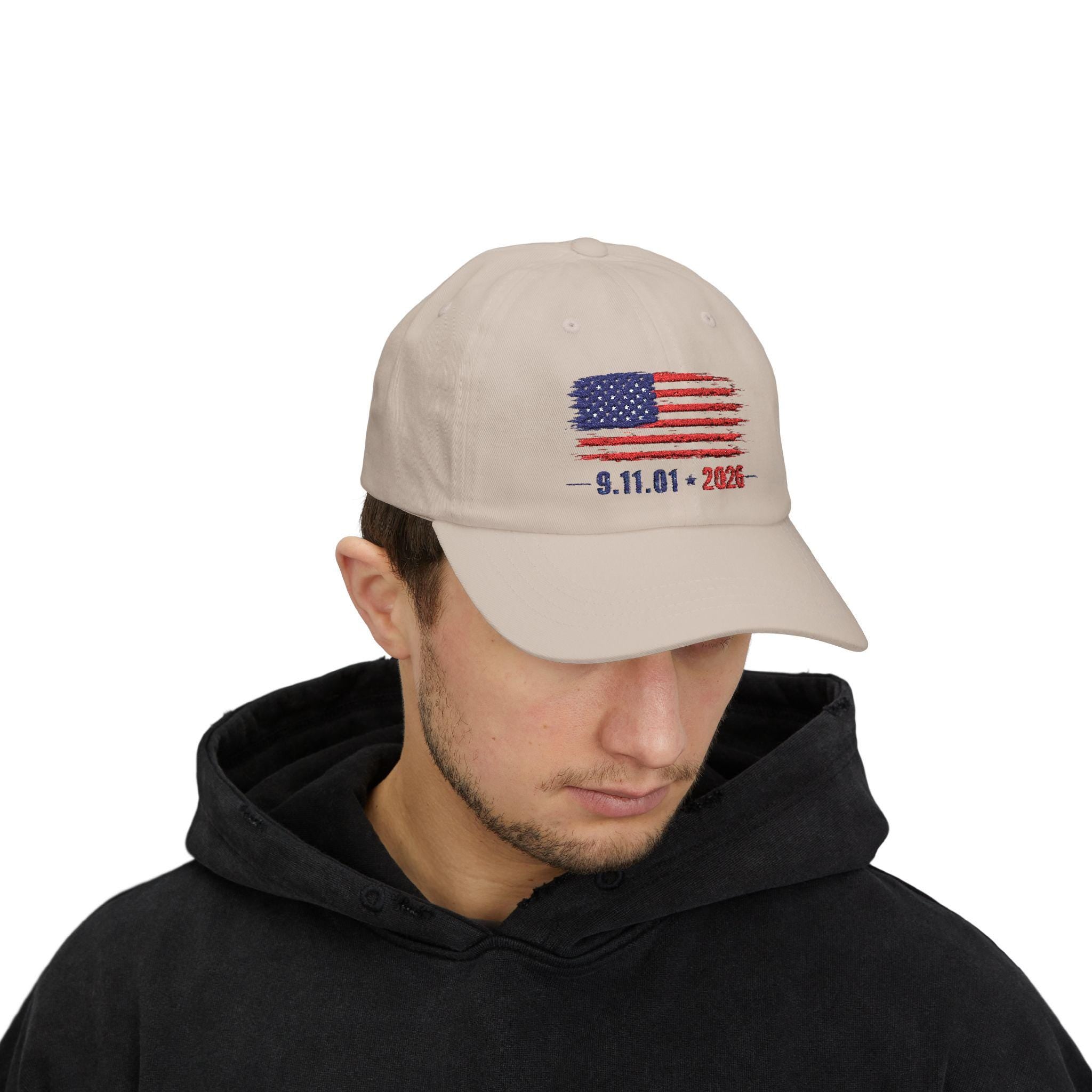American Flag 9 11 01 2026 Dad Cap | 911 Memorial Baseball Hat