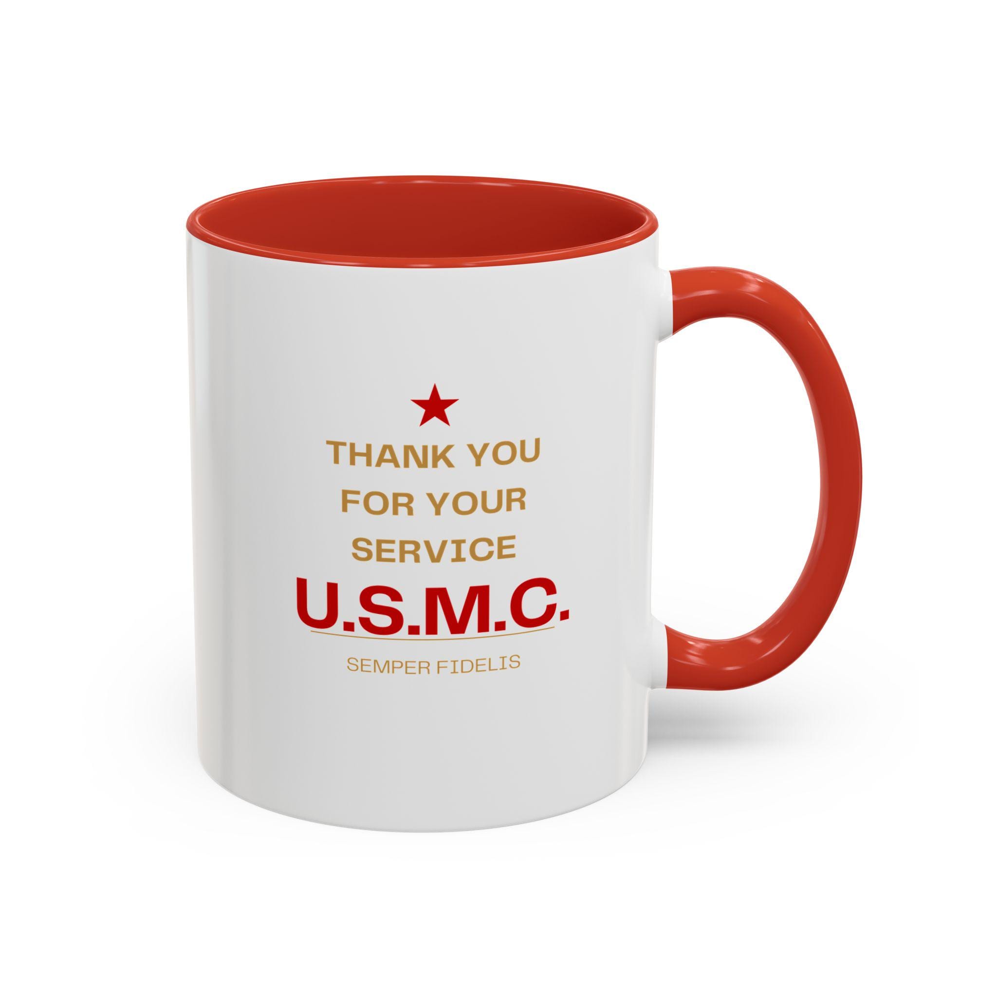 Thank You For Your Service USMC Mug | Accent Coffee Mug Right Hand