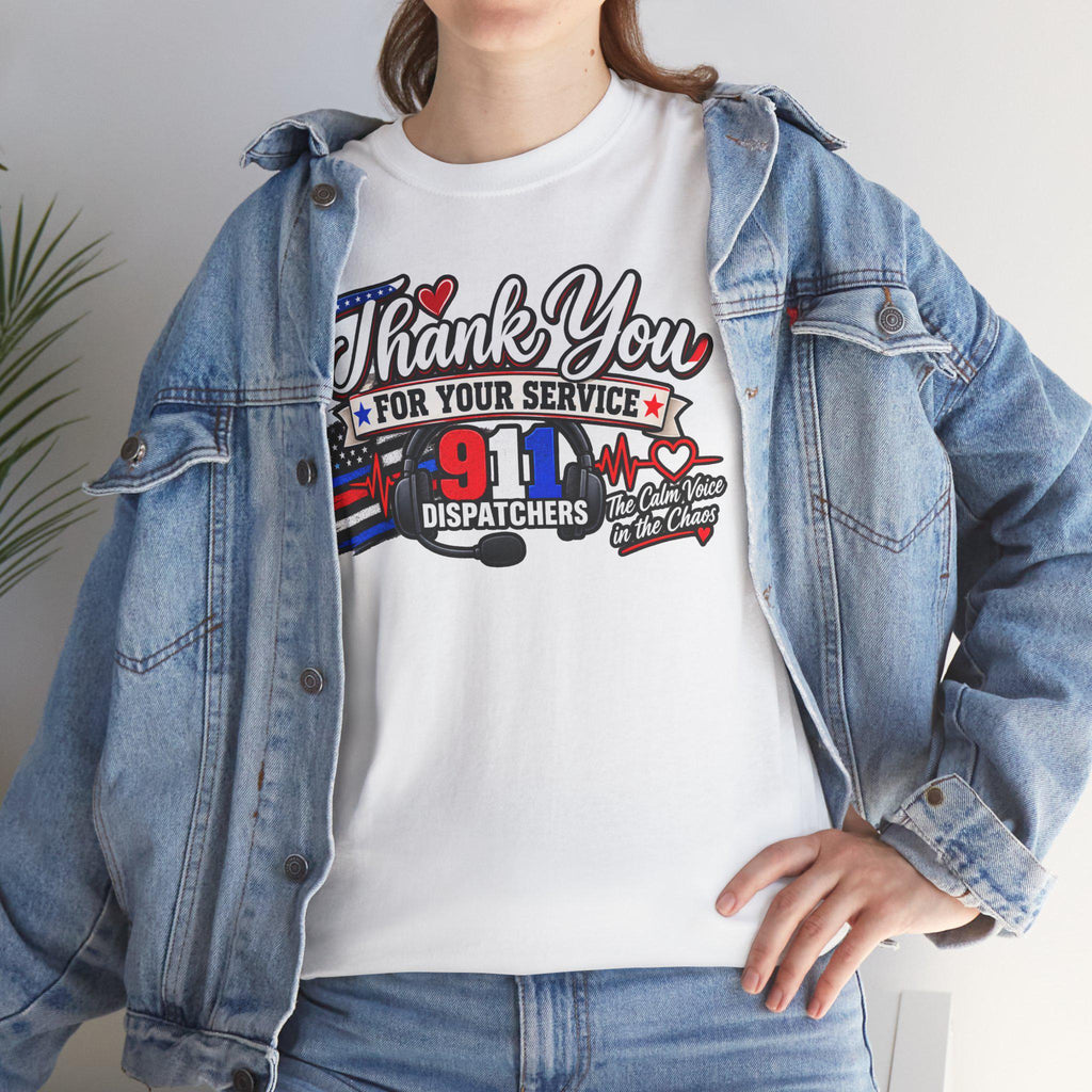 Thank You For Your Service 911 Dispatchers T-Shirt | American Flag Emergency Communicators