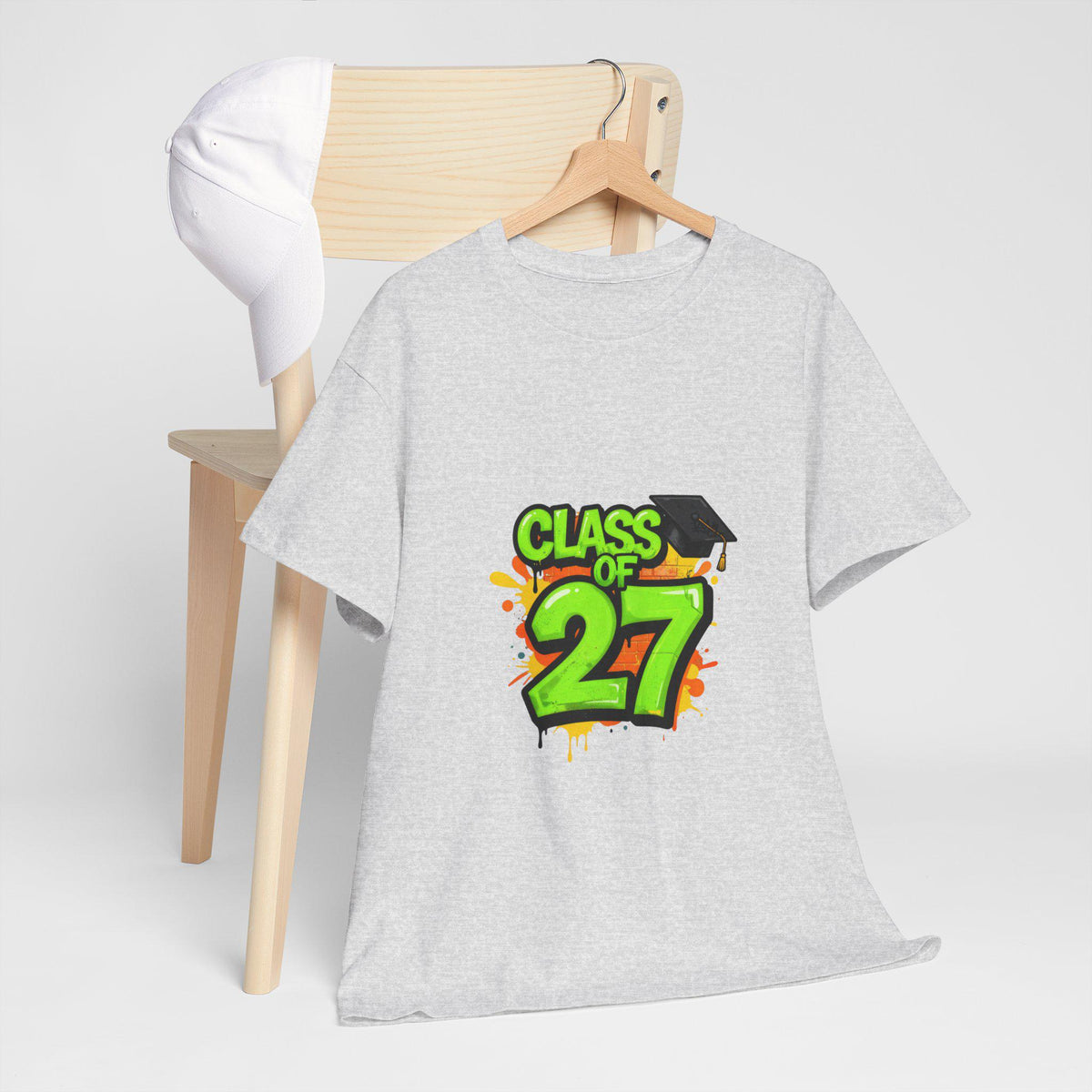 Class of 27 Graduation Tee | Neon Graffiti Grad Cap Design
