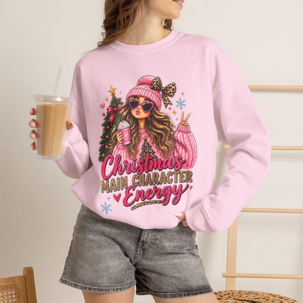 Pink Christmas Tree Sweatshirt, GenZ Christmas Crewneck, Cute Holiday Sweatshirt for Her, Retro Xmas Gift, Trendy Womens Winter Top