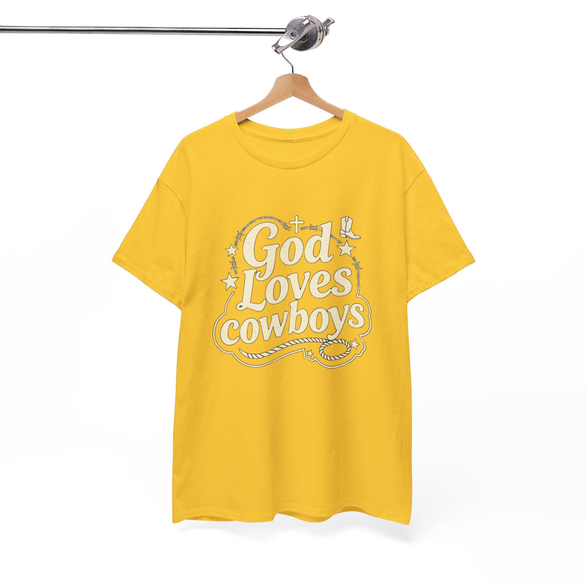 God Loves Cowboys T-Shirt | Western Christian Typography Tee