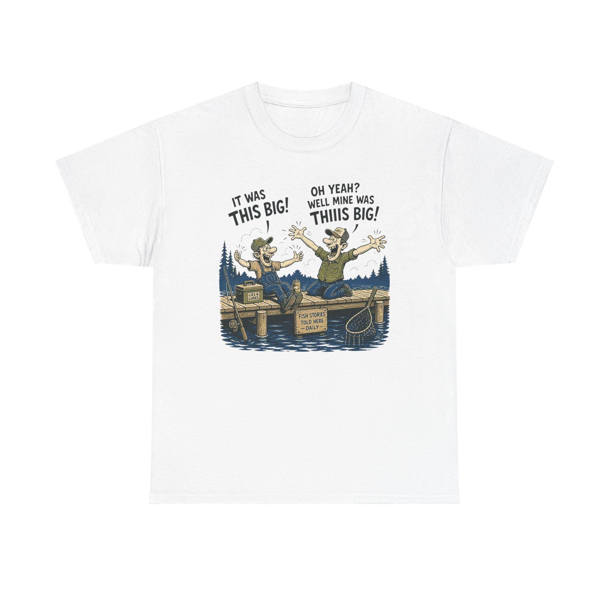 Funny Fishermen Cartoon It Was This Big T-Shirt | Fishing Tee