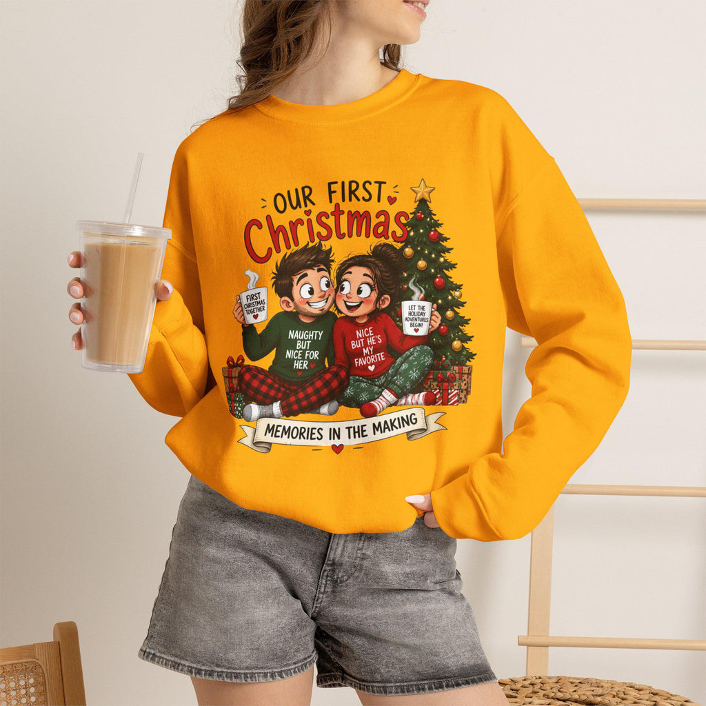 Our First Christmas Couple Illustration Crewneck Sweatshirt | Memories in the Making