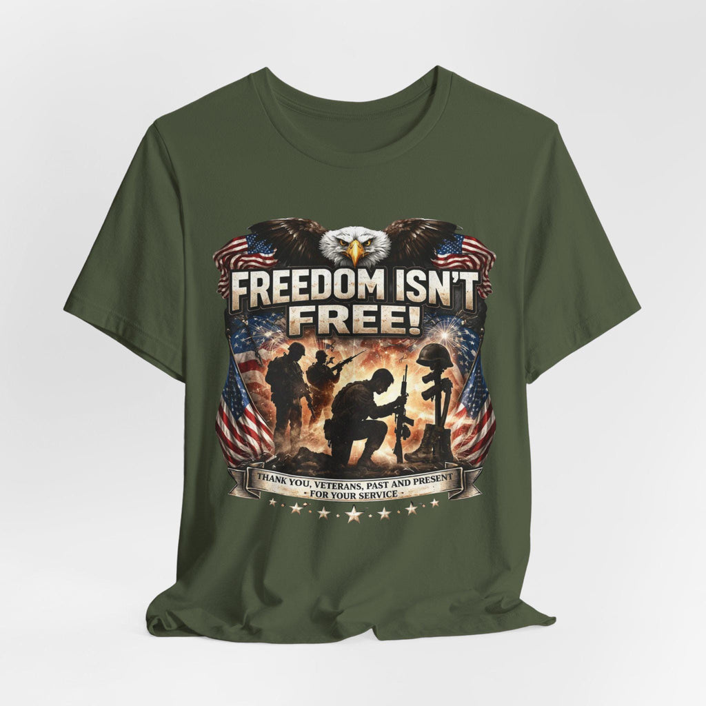 Military Memorial T-Shirt | American Flag Eagle, Veteran Service Honor