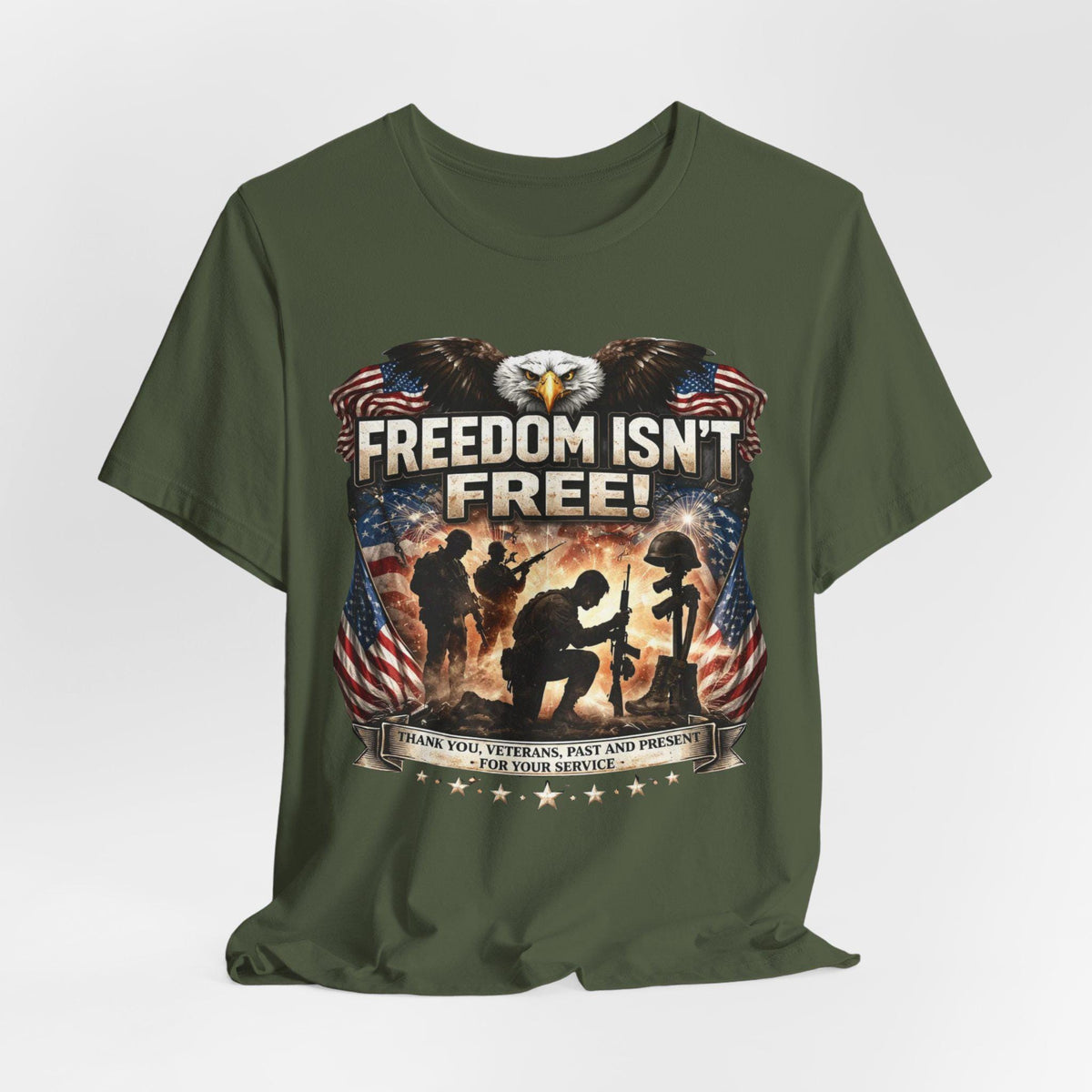 Military Memorial T-Shirt | American Flag Eagle, Veteran Service Honor