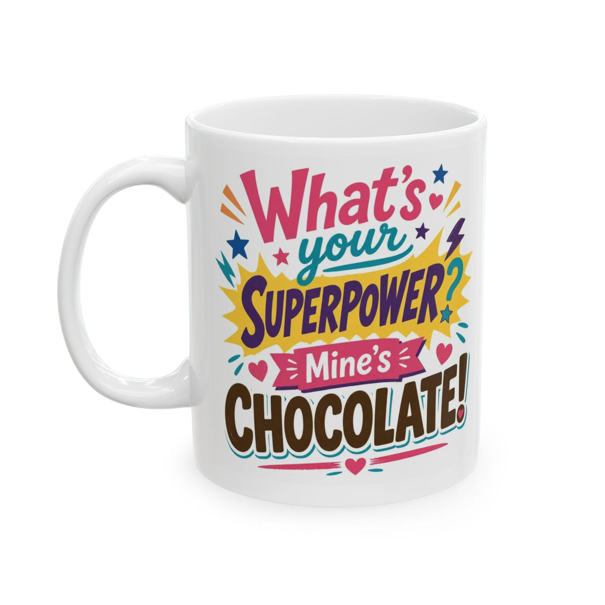 Chocolate Superpower Mug | Colorful Comic Pop Art Coffee Lover Gift