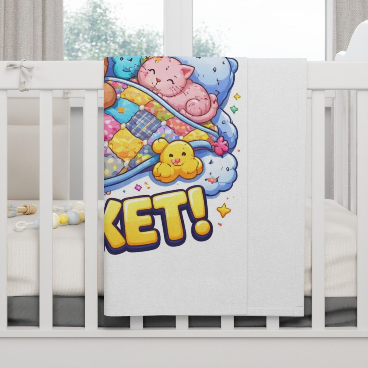 Baby Bear Moon Stars Fleece Blanket | Sleep Tight Toddler Throw