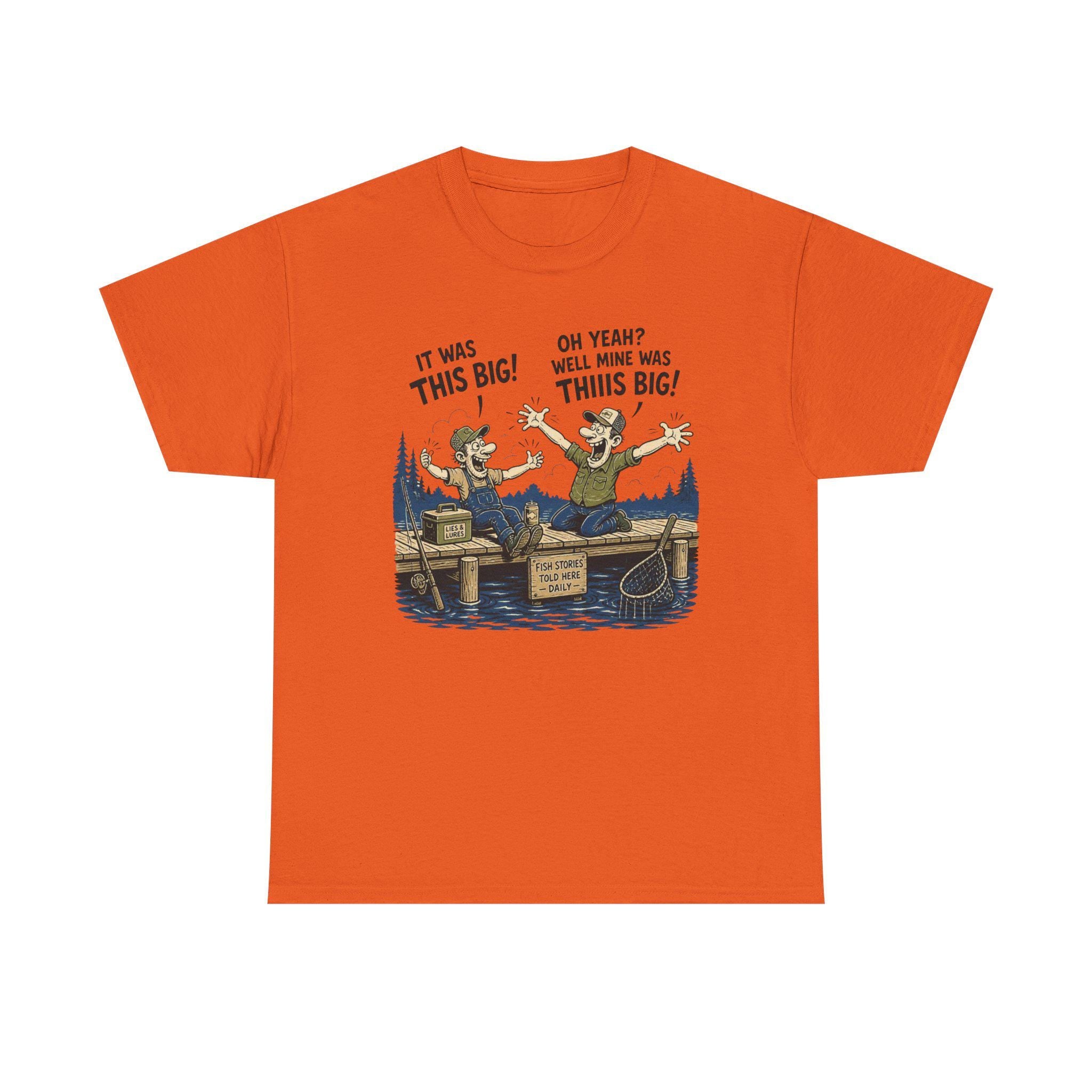 Funny Fishermen Cartoon It Was This Big T-Shirt | Fishing Tee