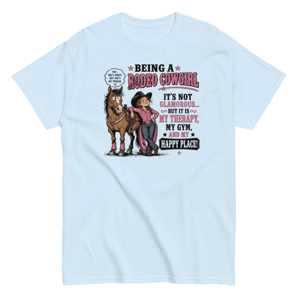 Rodeo Cowgirl Tee: My Therapy, My Happy Place Unisex Cotton Shirt
