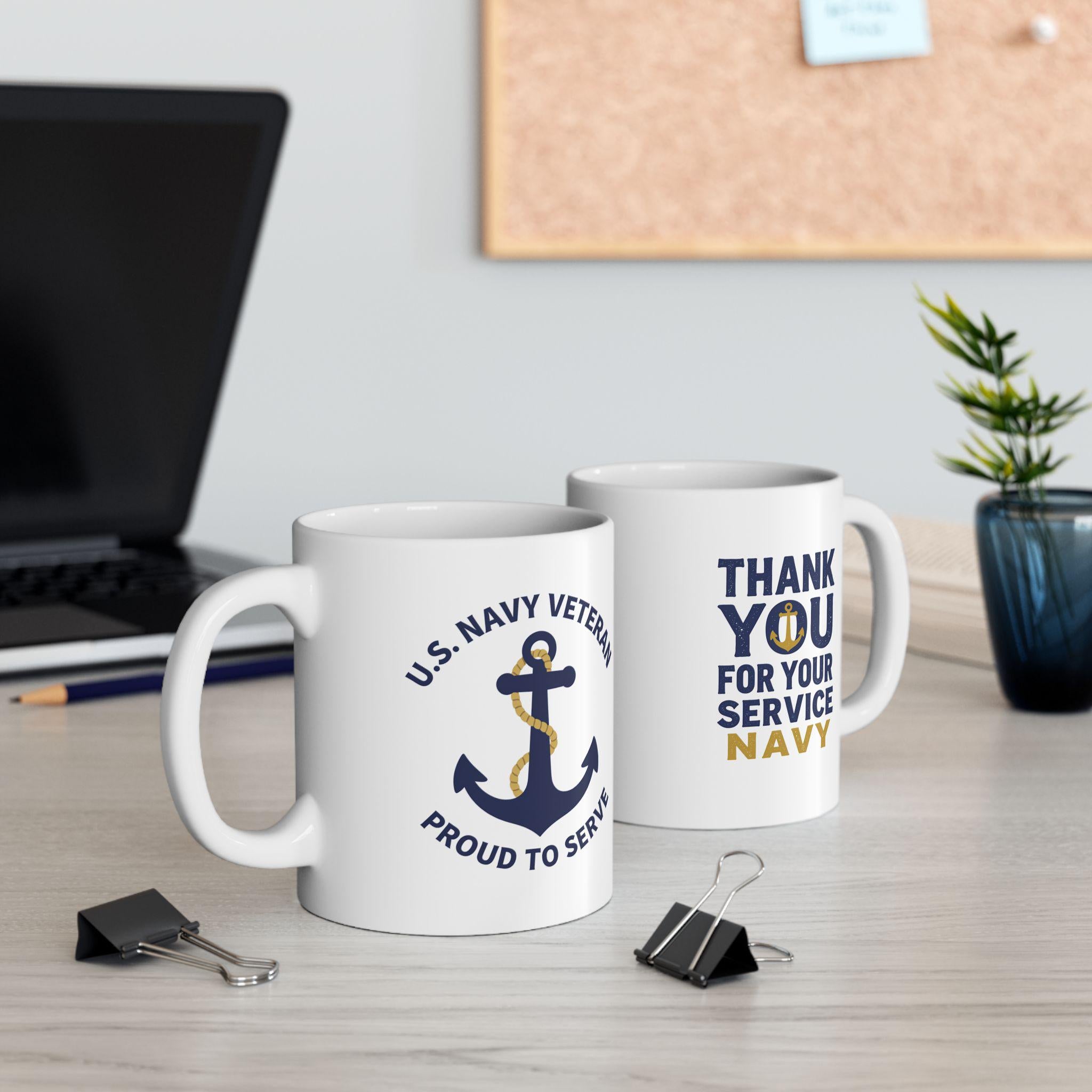 Thank You Veteran Ceramic Mug | U.S. Navy Proud To Serve Tribute