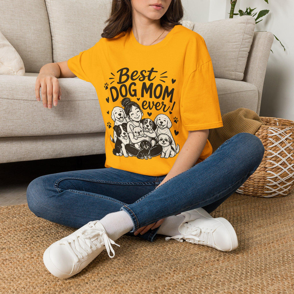 Dog Mom T-Shirt | Hand-Drawn Pups, Lightweight Cotton Tee