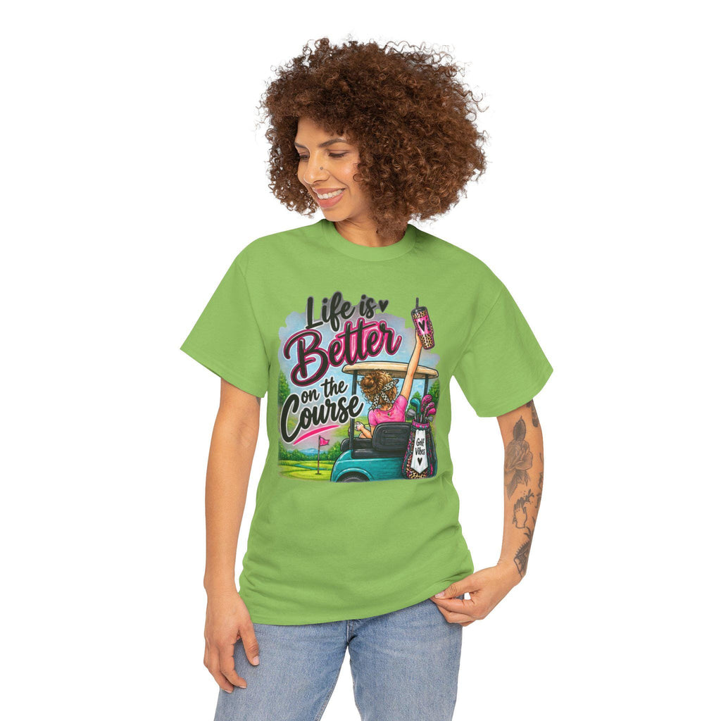 Women's Golf T-Shirt | Retro Cart, Bag, Tee Humor (100% Cotton)