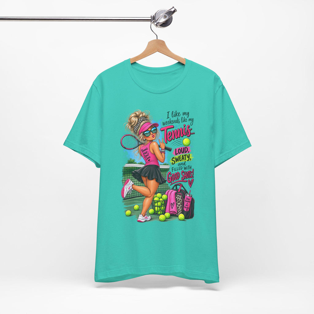 Tennis Player Tee, Good Vibes, Loud, Sweaty, Good Shots (100% Cotton)