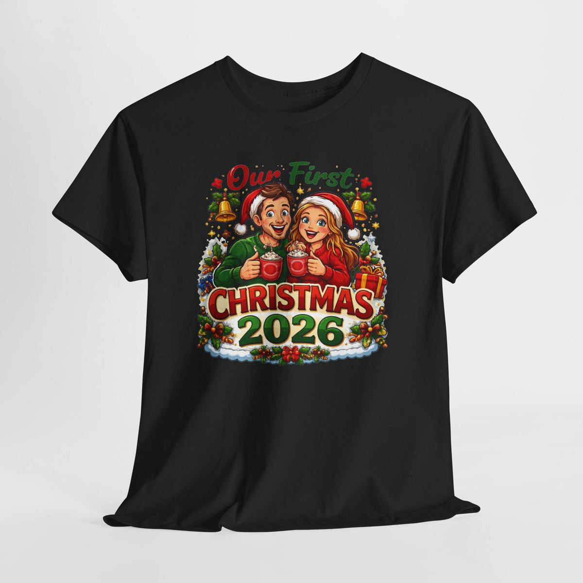 Our First Christmas 2026 T-Shirt | Couples Holiday Pregnancy Announcement