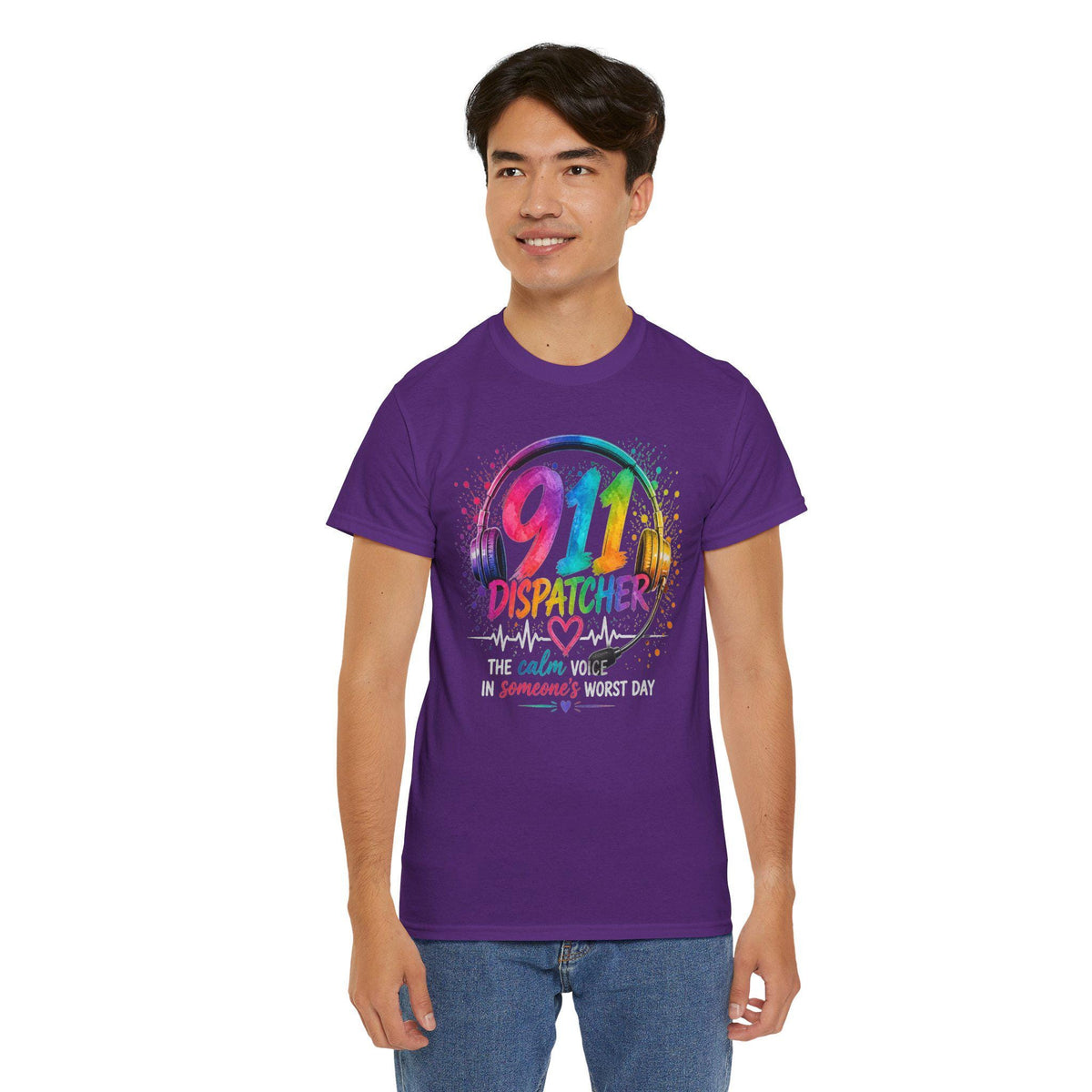 911 Dispatcher Tee | Rainbow Headset, Calm Someone's Worst Day design,first responder