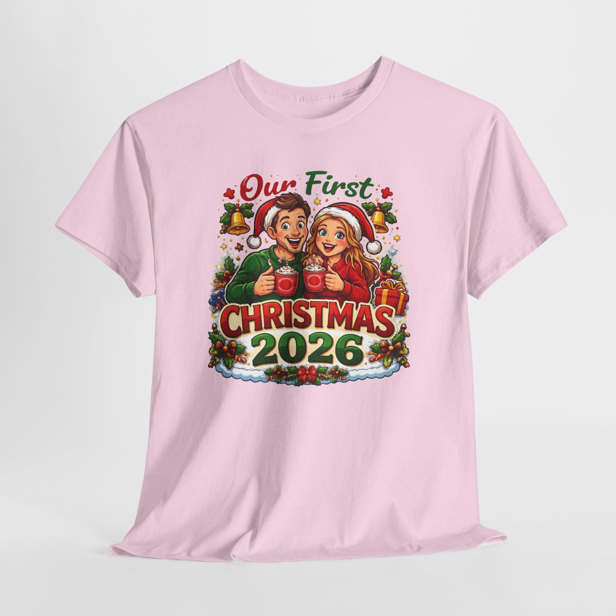 Our First Christmas 2026 T-Shirt | Couples Holiday Pregnancy Announcement