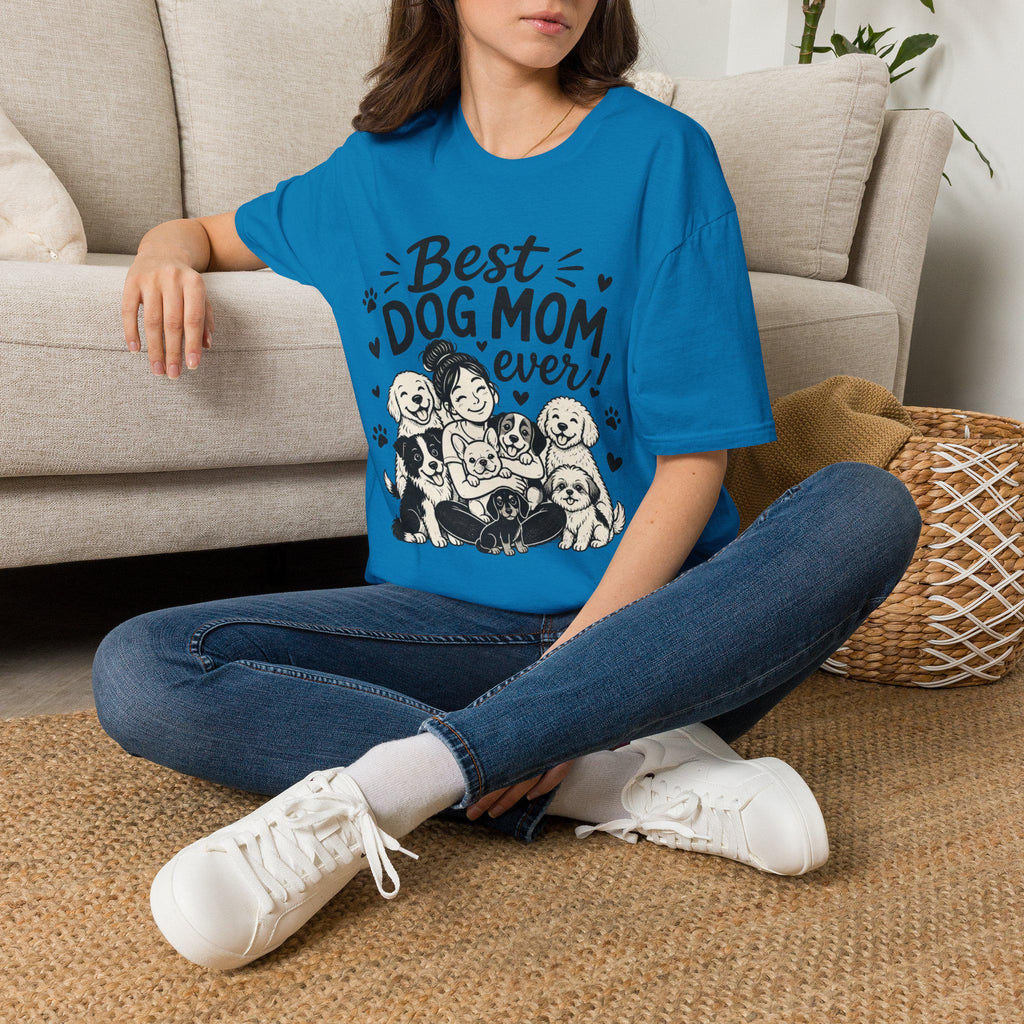 Dog Mom T-Shirt | Hand-Drawn Pups, Lightweight Cotton Tee