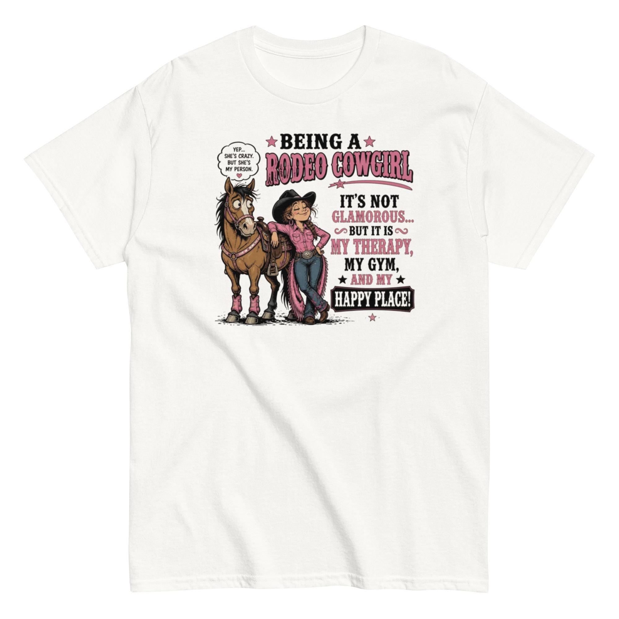 Rodeo Cowgirl Tee: My Therapy, My Happy Place Unisex Cotton Shirt