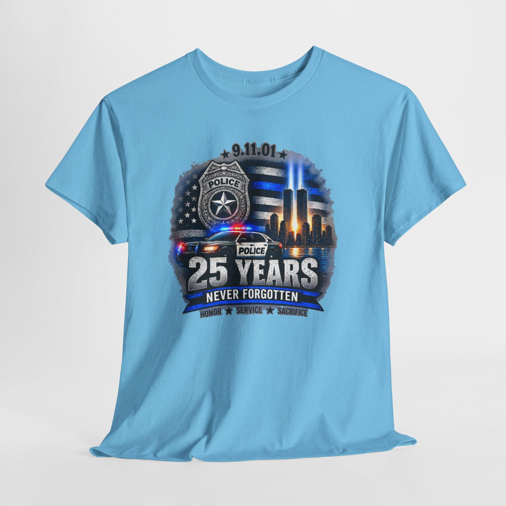 9-11 25 Years Never Forgotten Tee | Police Tribute, Twin Towers Memorial