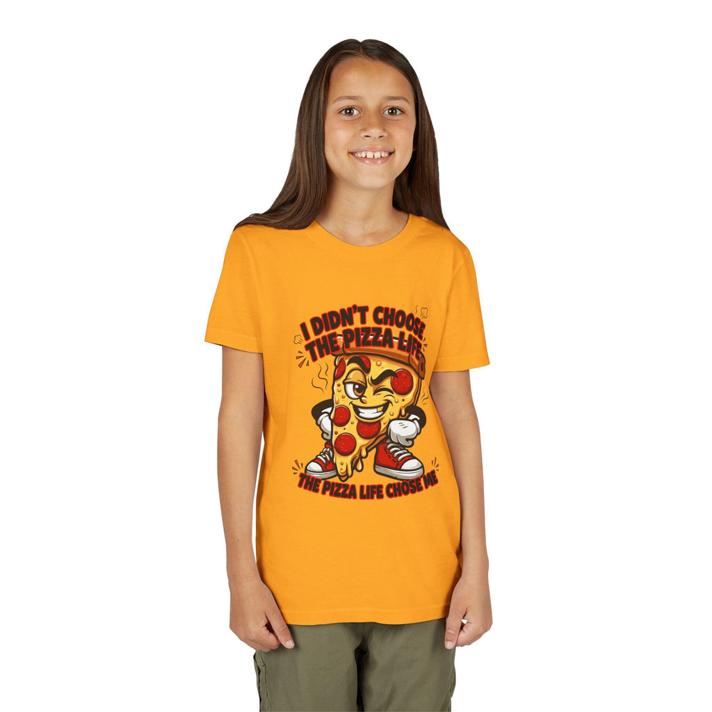 I Didn't Choose the Pizza Life cartoon slice Youth Tee | Funny Pizza Shirt