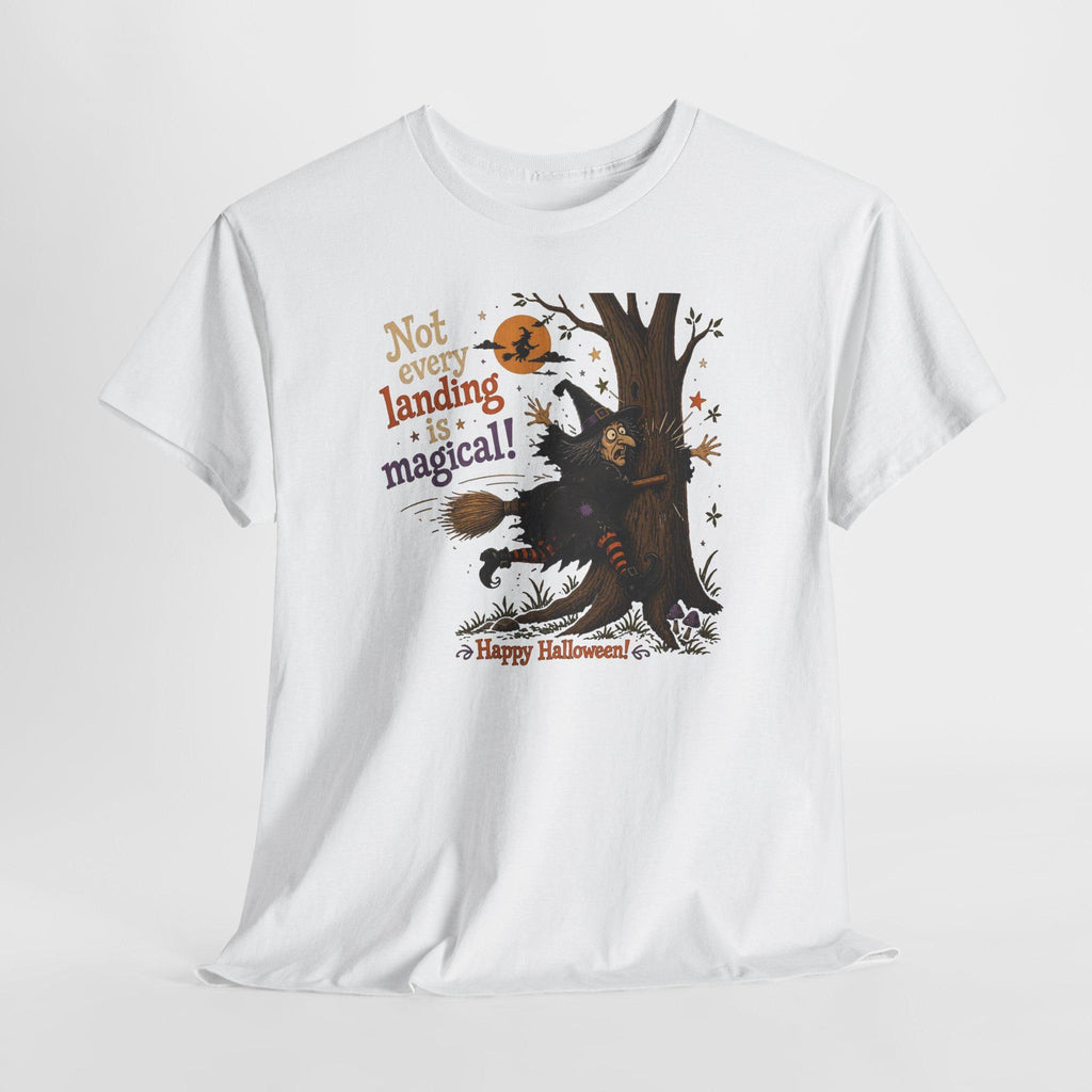 Witch Halloween Tee | Broom Landing Gone Wrong, Pumpkin Orange (100% Cotton)