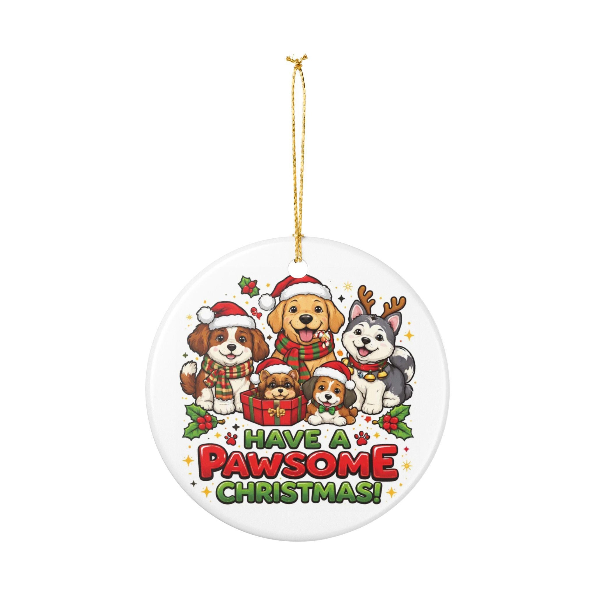 Ceramic Dog Christmas Ornament | Festive Pawsome Holiday Tree Decor