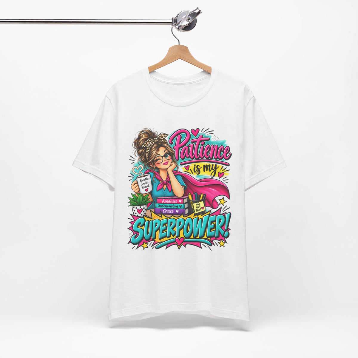 Mom Patience Superpower Graphic Tee | Comic Style Superhero Shirt