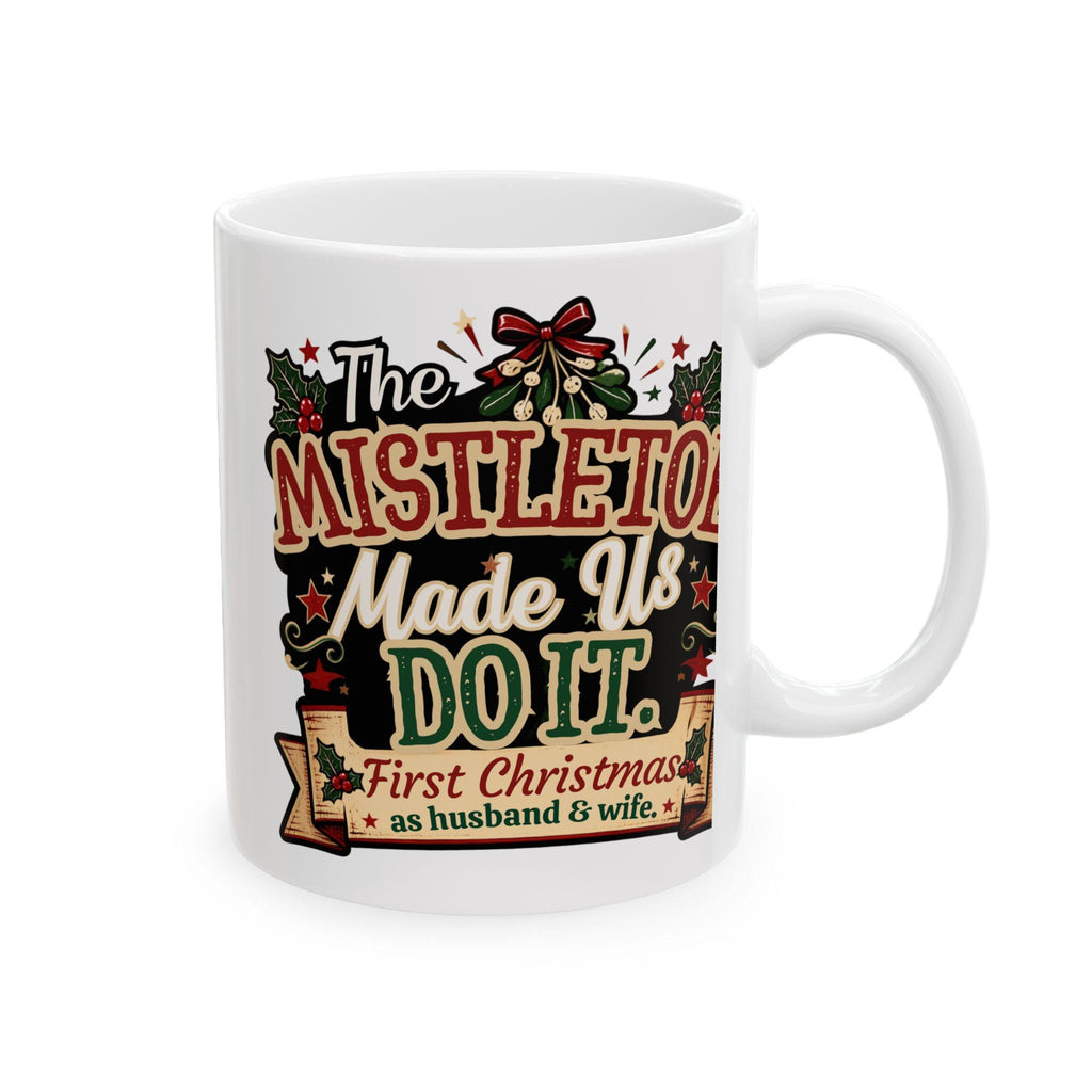 Mistletoe Kisses Mug | Vintage Christmas Ceramic Coffee Cup (First Christmas)