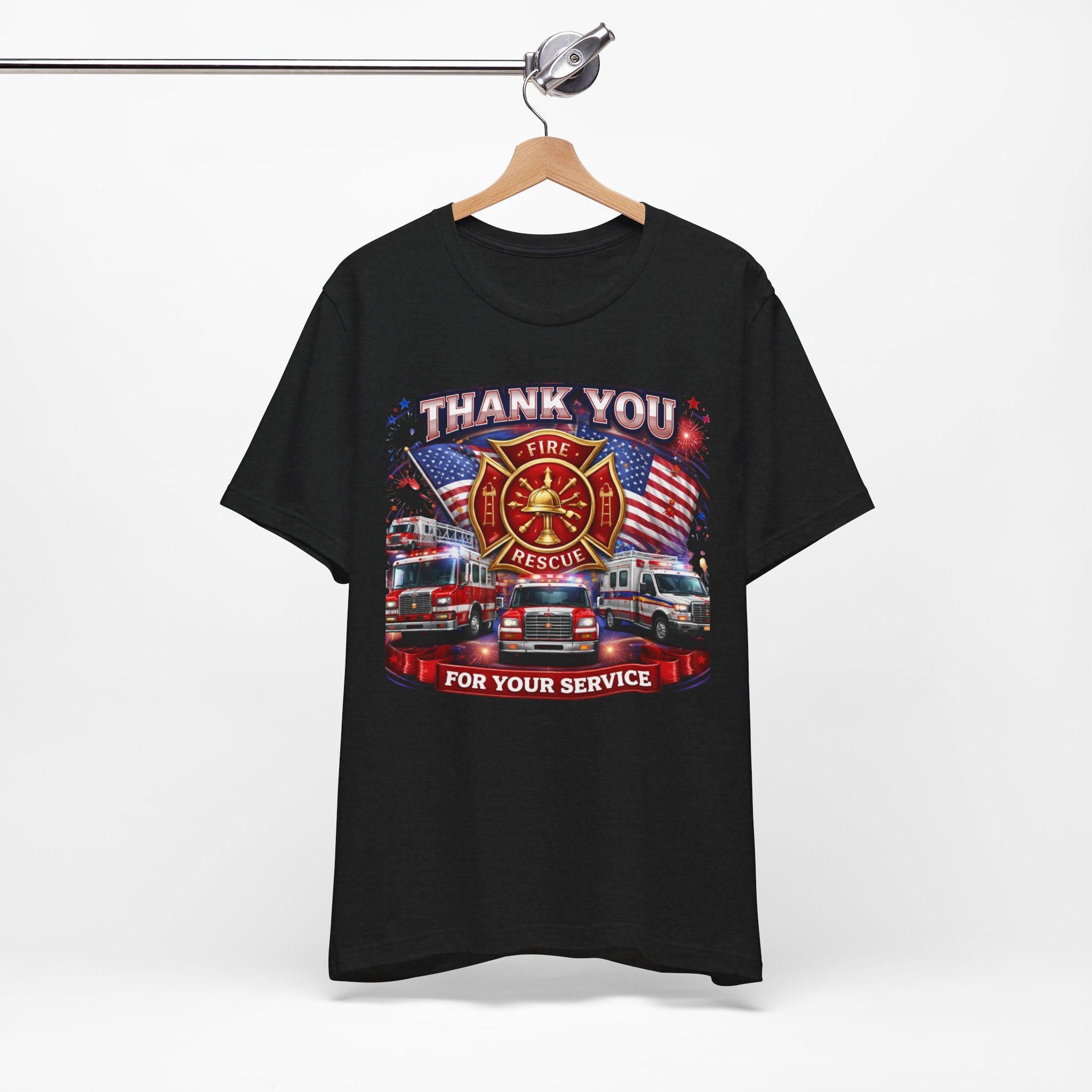 Thank You Fire Rescue For Your Service T-Shirt | Firefighter Tribute Tee