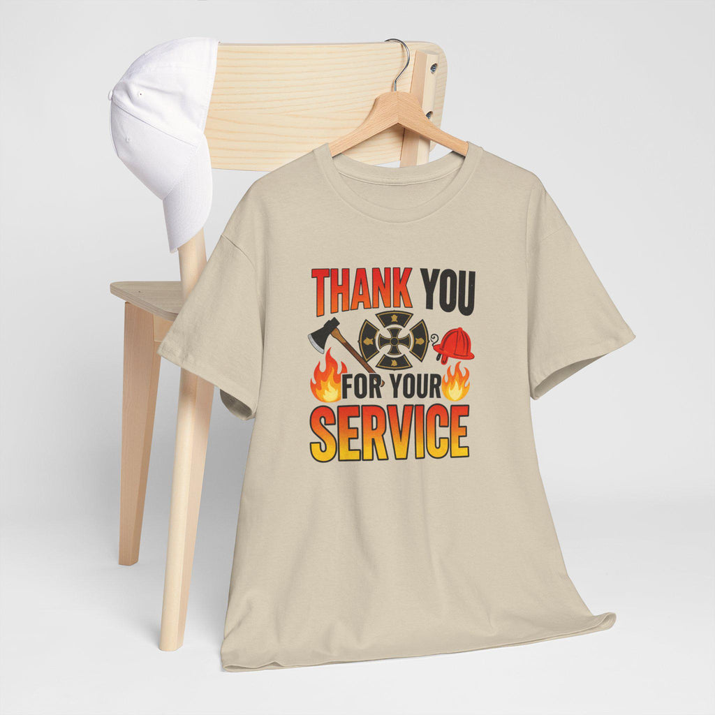 Thank You For Your Service Firefighter T-Shirt | Fire Helmet Flames Appreciation