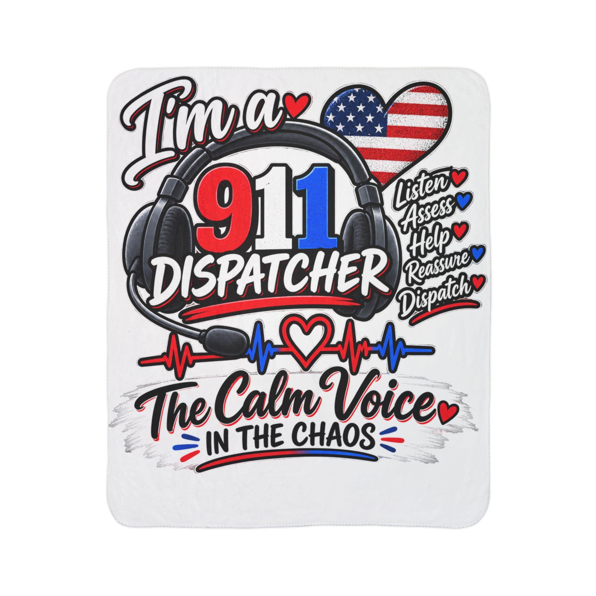 911 Dispatcher Fleece Sherpa Blanket | Calm Voice in Chaos EMS Design