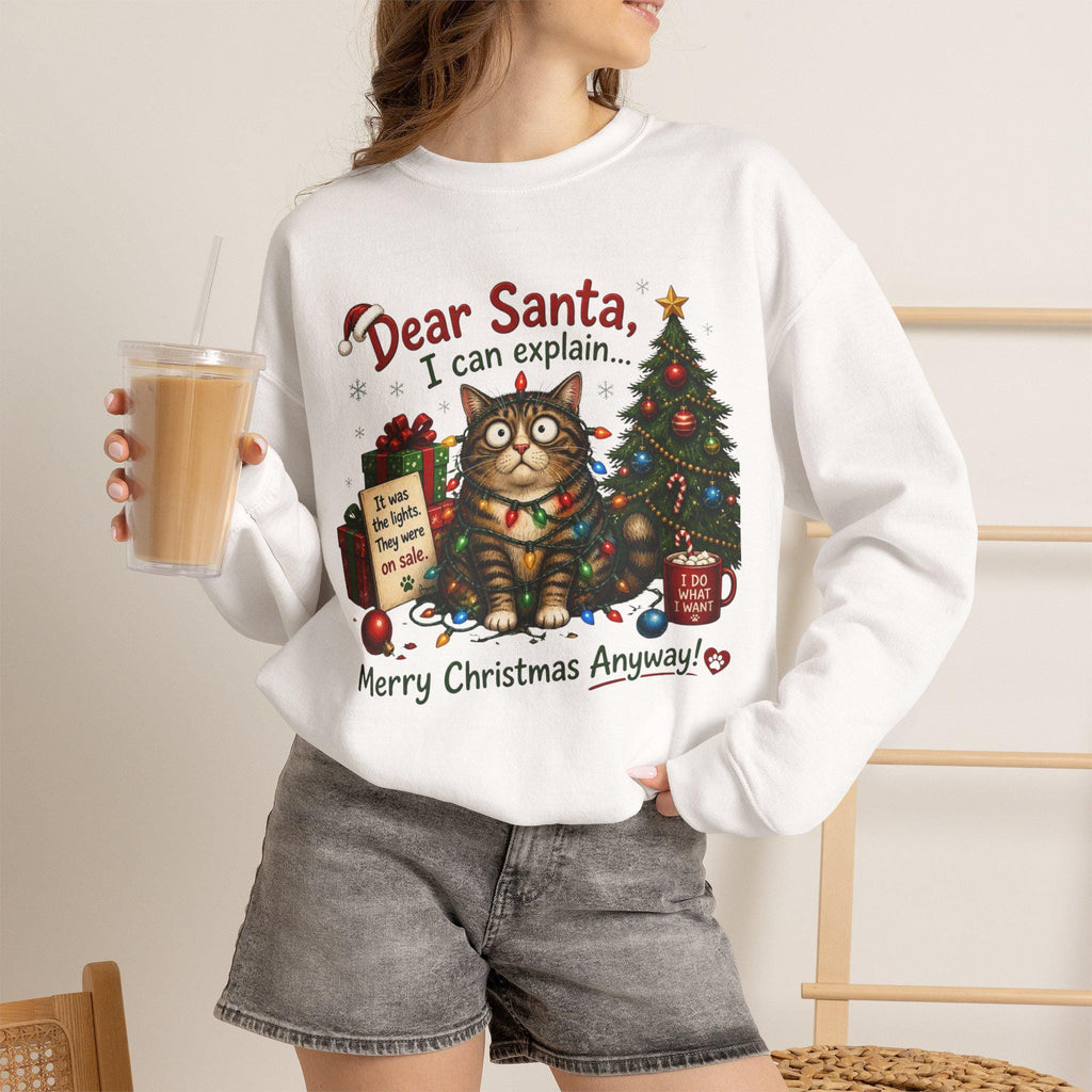 Dear Santa I Can Explain Cat Christmas sweatshirt | Holiday Cat Crewneck