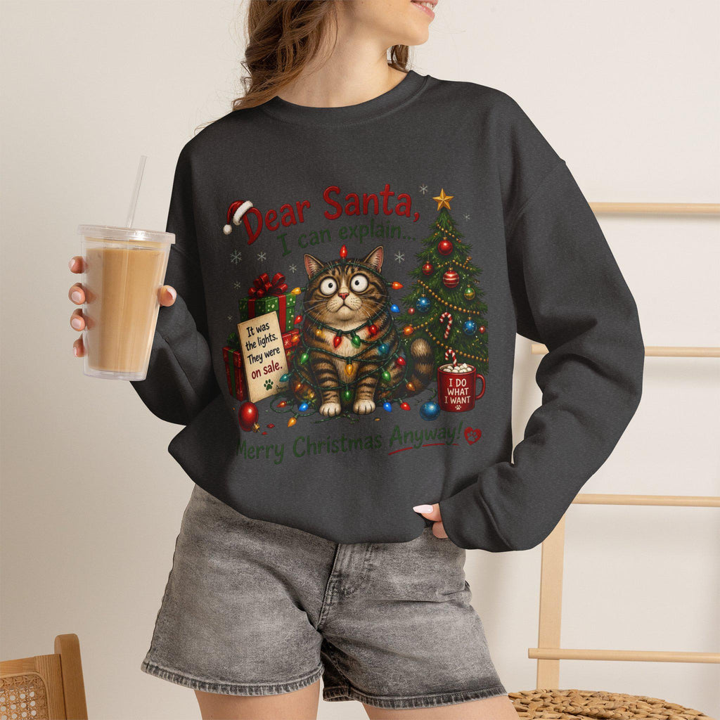 Dear Santa I Can Explain Cat Christmas sweatshirt | Holiday Cat Crewneck