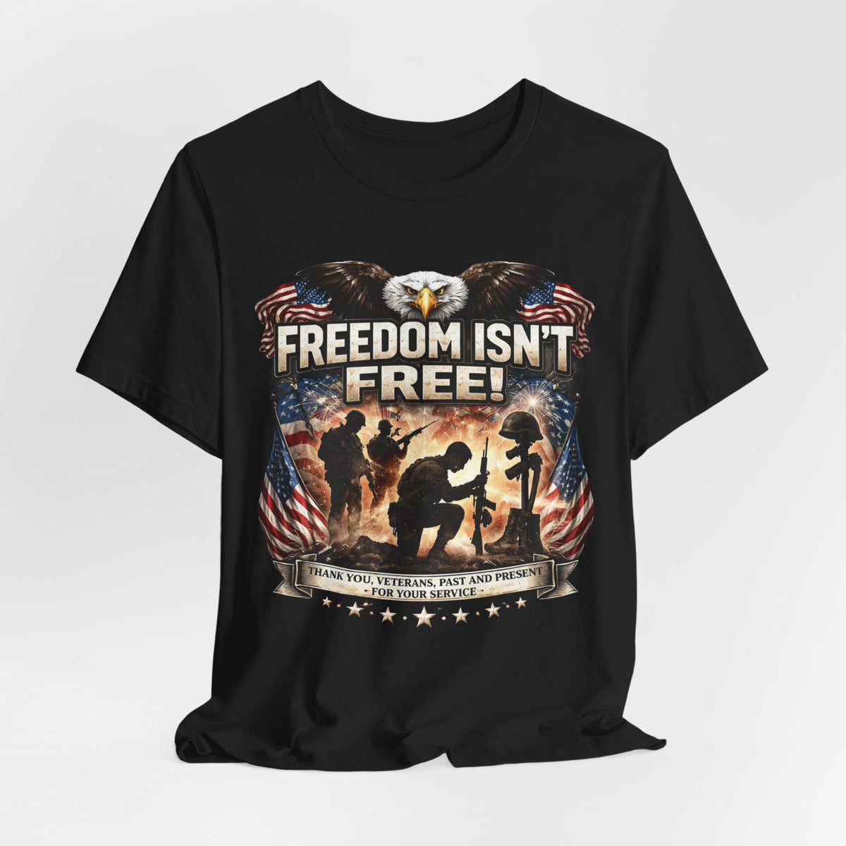 Military Memorial T-Shirt | American Flag Eagle, Veteran Service Honor