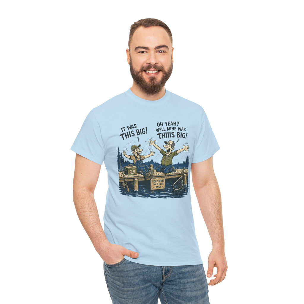 Fishing Tale Illustration Tee | Funny Fish Story T-Shirt, Lake Fishing Graphic