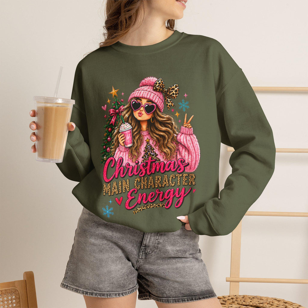 Pink Christmas Tree Sweatshirt, GenZ Christmas Crewneck, Cute Holiday Sweatshirt for Her, Retro Xmas Gift, Trendy Womens Winter Top