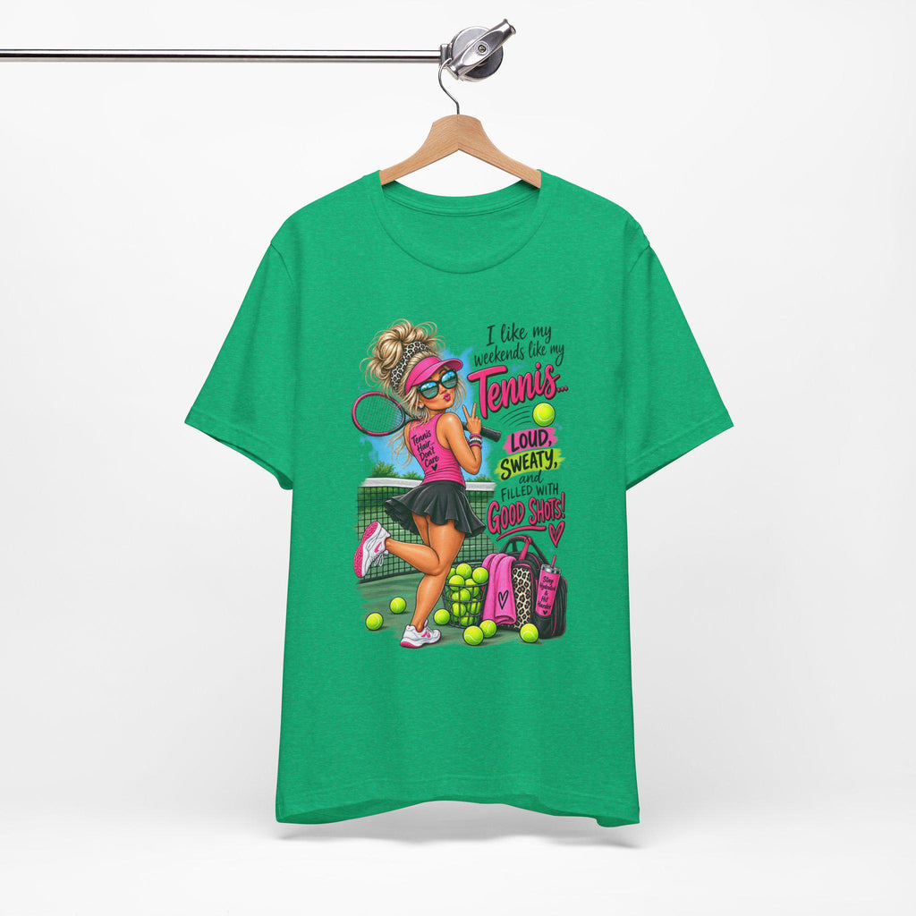 Tennis Player Tee, Good Vibes, Loud, Sweaty, Good Shots (100% Cotton)