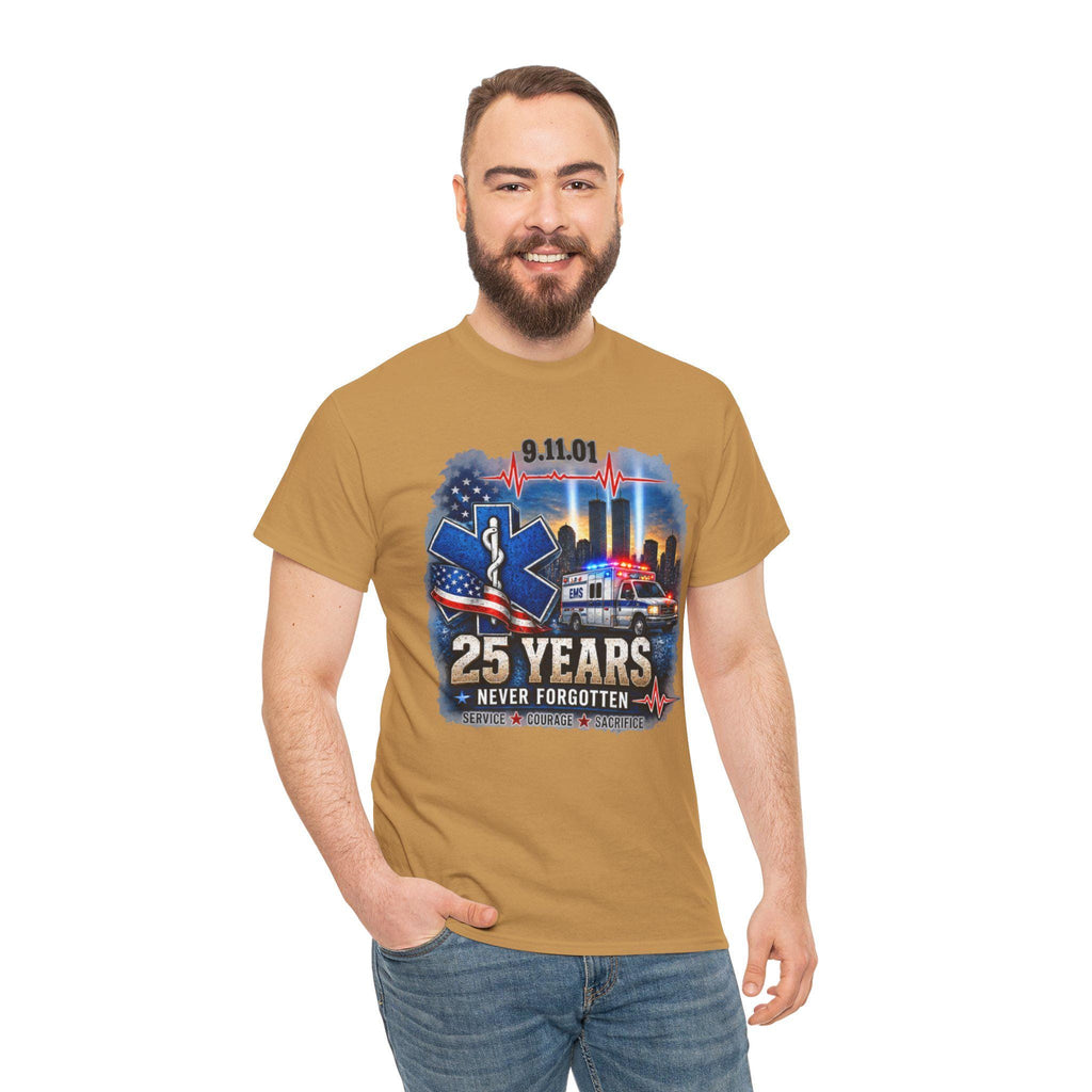 9-11 25 Years Never Forgotten Tee | EMS 9 11 Tribute | 9 11 First Responder Memorial