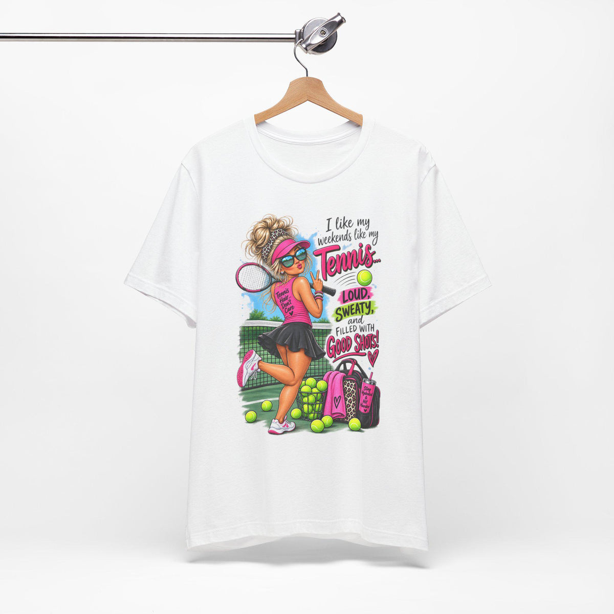 Tennis Player Tee, Good Vibes, Loud, Sweaty, Good Shots (100% Cotton)