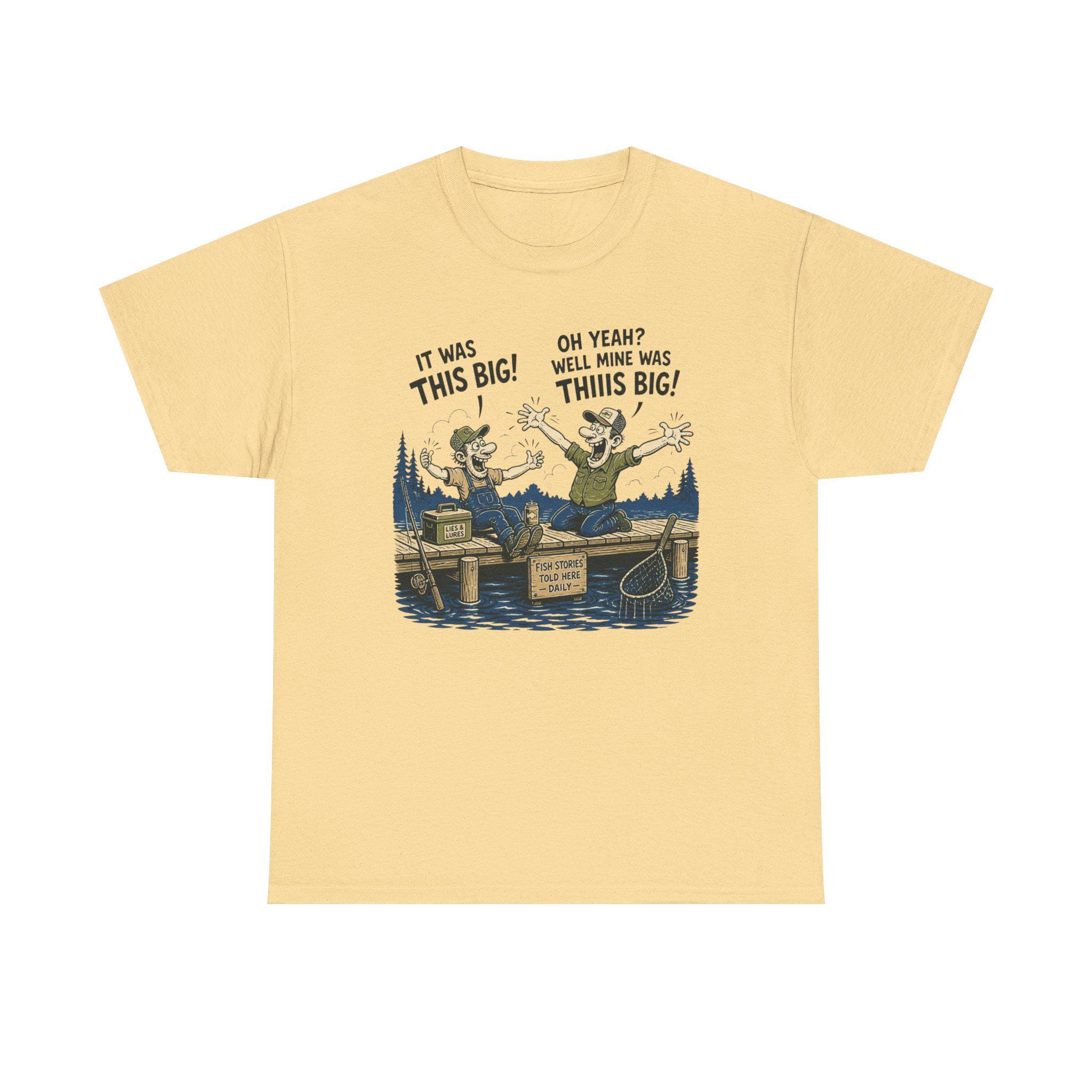 Funny Fishermen Cartoon It Was This Big T-Shirt | Fishing Tee