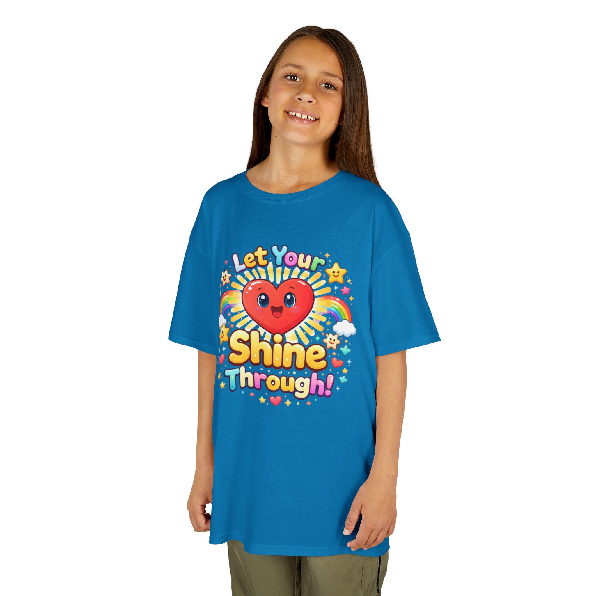 Kids Rainbow Heart Tee | Positive Quote, Stars, Clouds Graphic Shirt