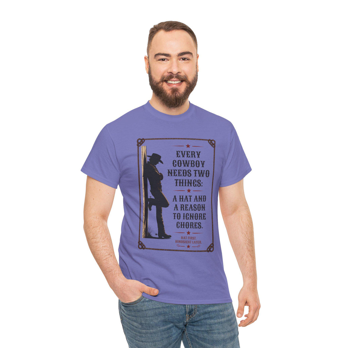 Every Cowboy Needs Two Things T-Shirt | Cowboy Silhouette, Western Quote