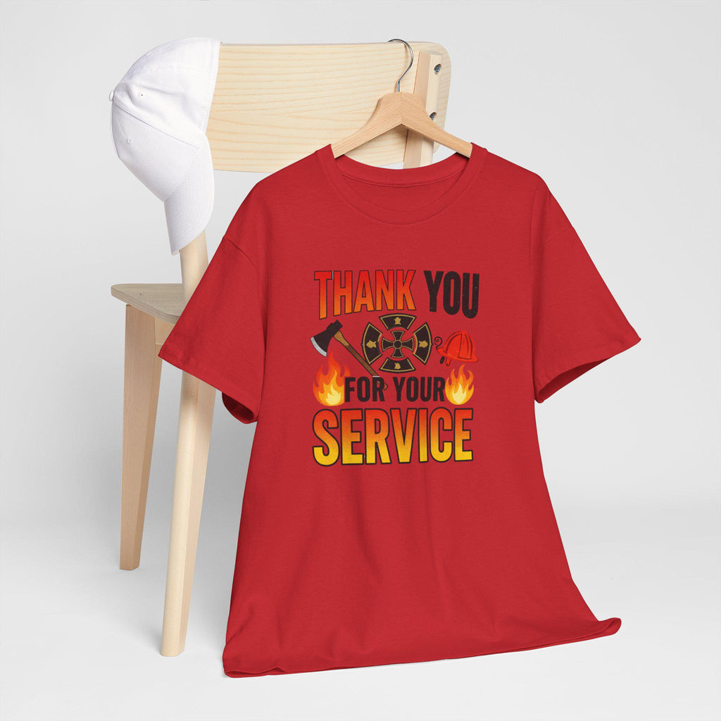 Thank You For Your Service Firefighter T-Shirt | Fire Helmet Flames Appreciation
