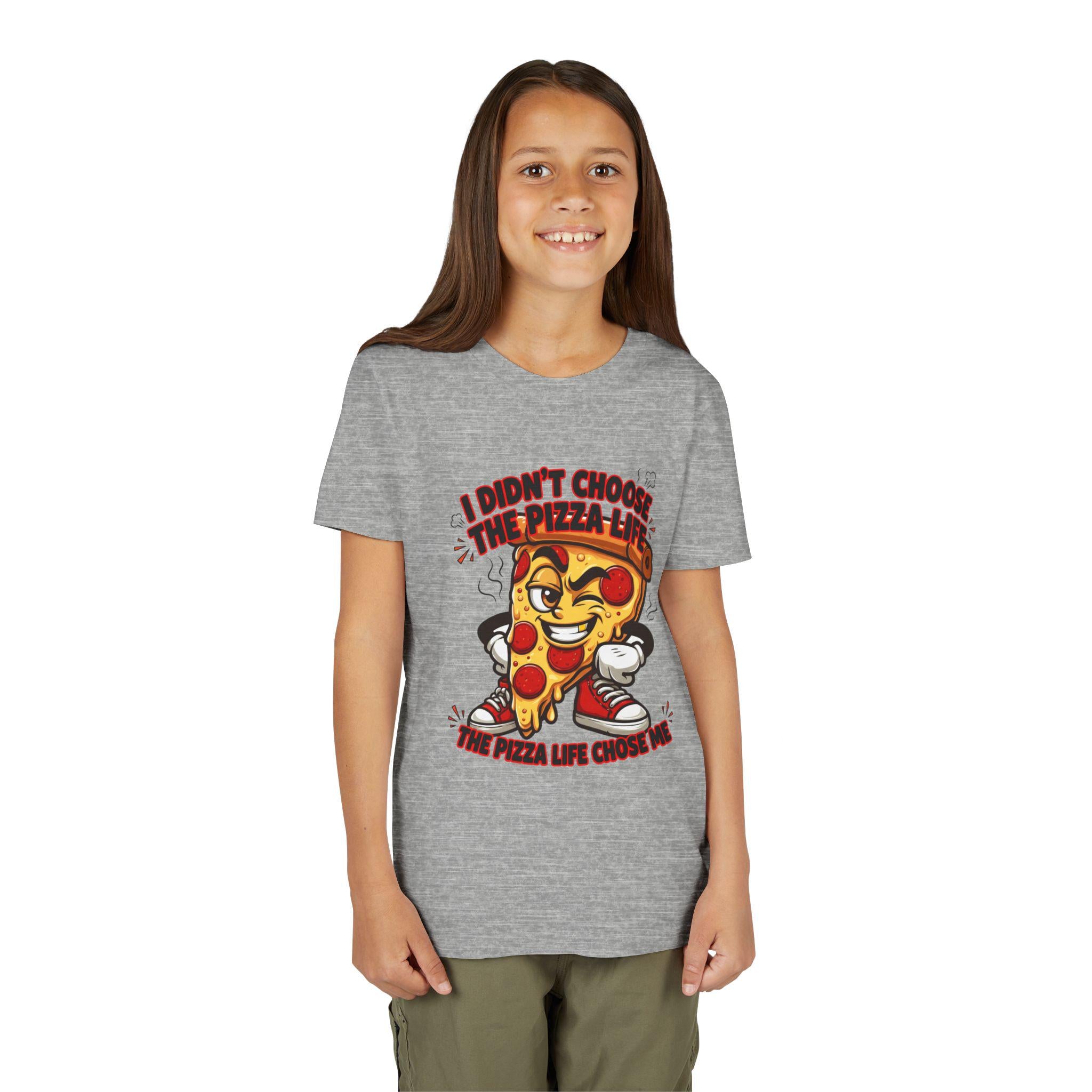 I Didn't Choose the Pizza Life cartoon slice Youth Tee | Funny Pizza Shirt
